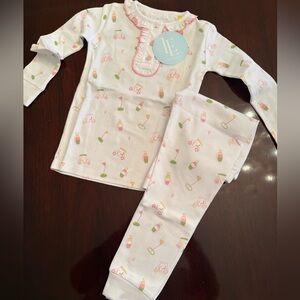 Little English Pink and White Golf Print Pajamas